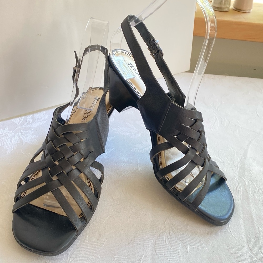 Naturalizer Black Leather Woven Sandals Size 7.5 - Picture 12 of 12